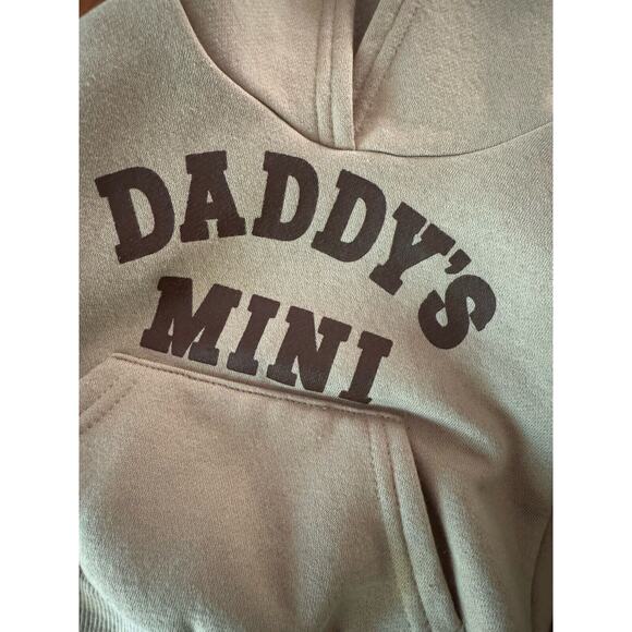 Cozy Cub Brown Daddy’s Mini Neutral Fleece Lined Pullover Hoodie Size 1-3 Months - Picture 3 of 5